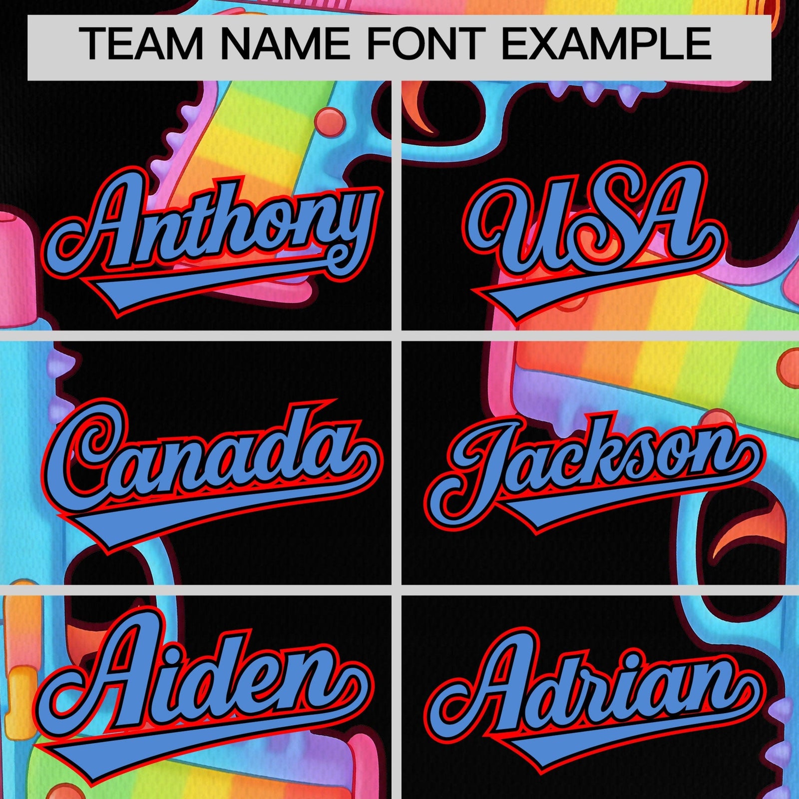Custom Youth Baseball Jersey Black Powder Blue Sugar-Coated Firepower Graffiti Pattern Hip-hop