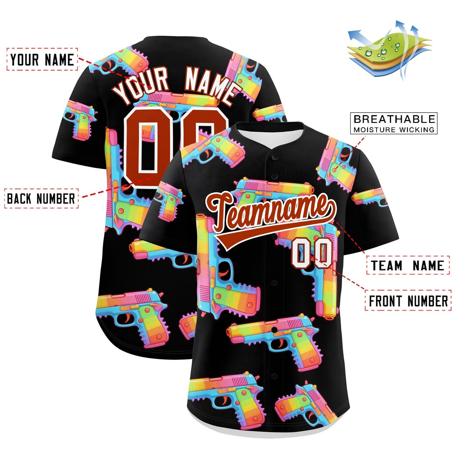 Custom Youth Baseball Jersey Black Dark Orange Sugar-Coated Firepower Graffiti Pattern Urban Fashion