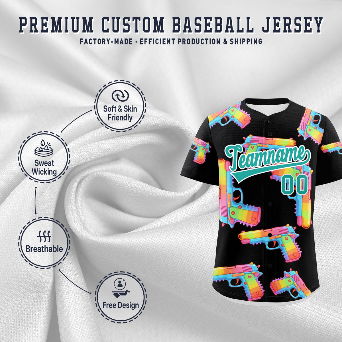 Custom Youth Baseball Jersey Black Aqua Sugar-Coated Firepower Graffiti Pattern Urban Fashion