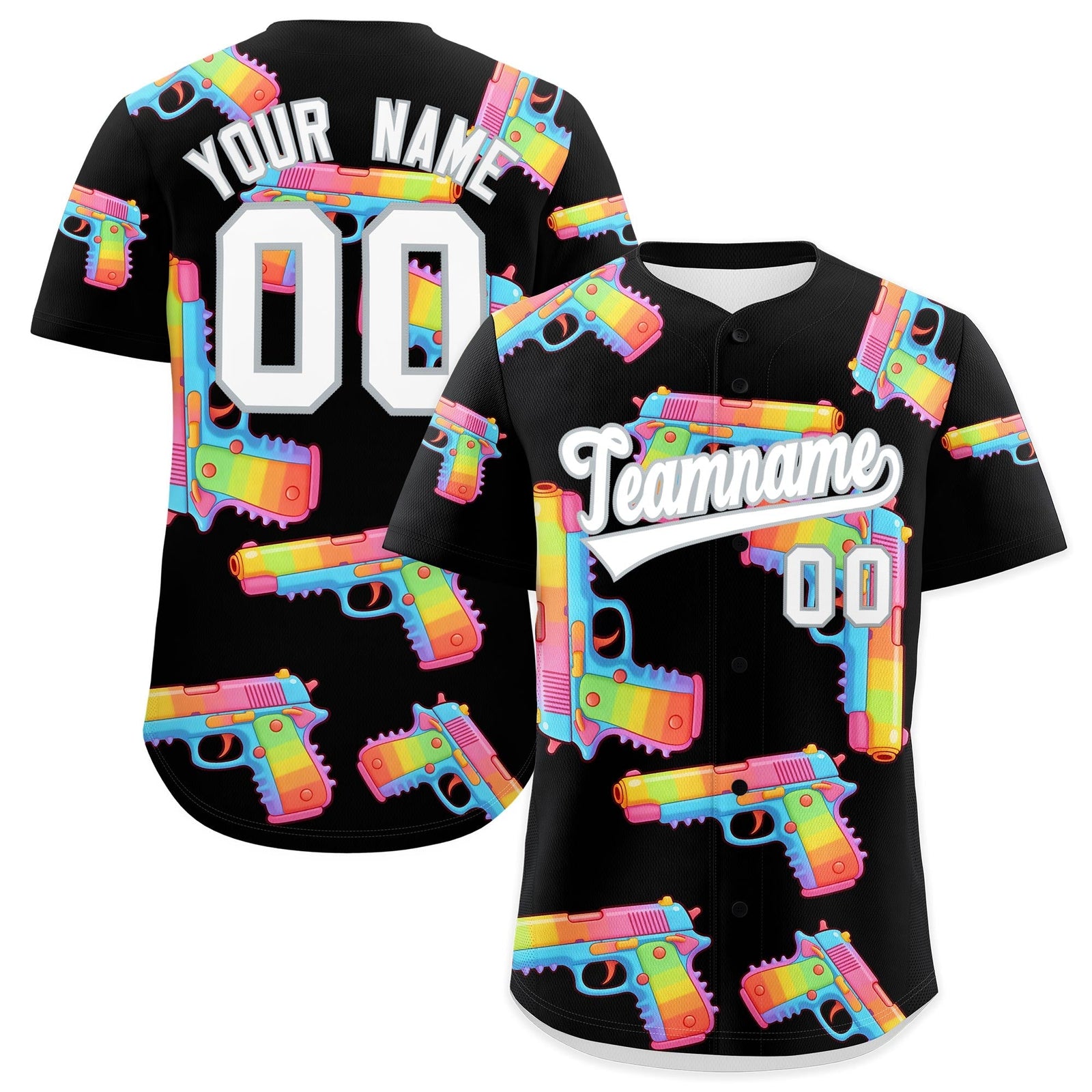Custom Youth Baseball Jersey Black White Sugar-Coated Firepower Graffiti Pattern Hip-hop