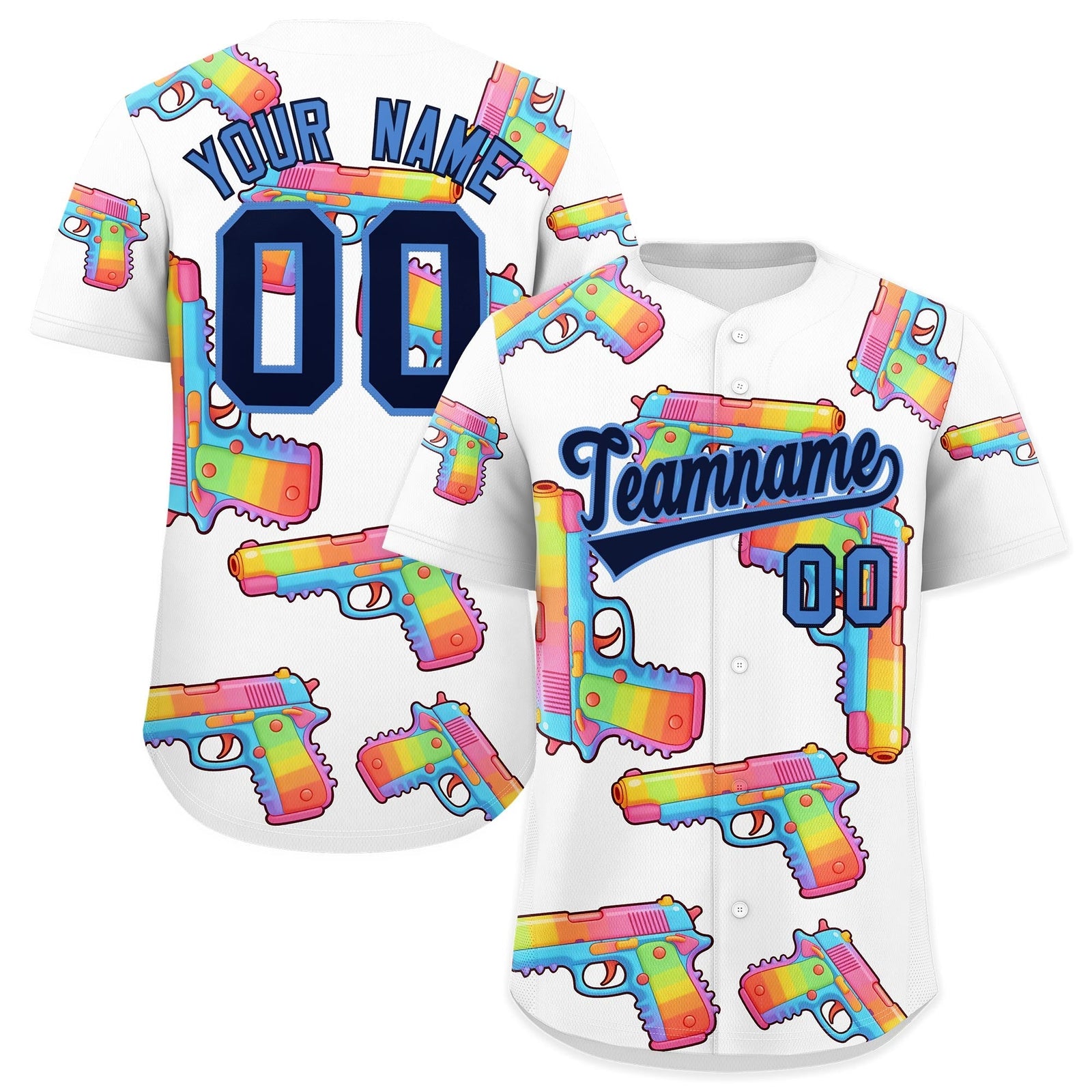 Custom Youth Baseball Jersey White Navy Sugar-Coated Firepower Graffiti Pattern Urban Fashion