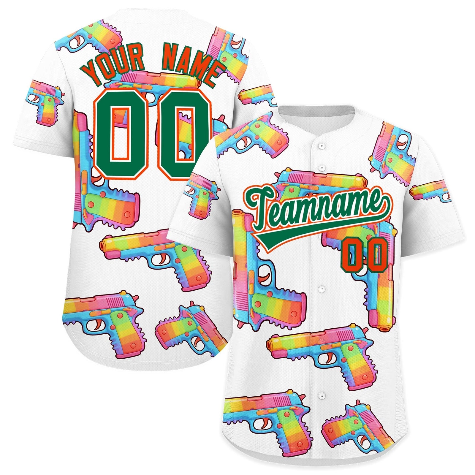 Custom Youth Baseball Jersey White Kelly Green Sugar-Coated Firepower Graffiti Pattern Street Style