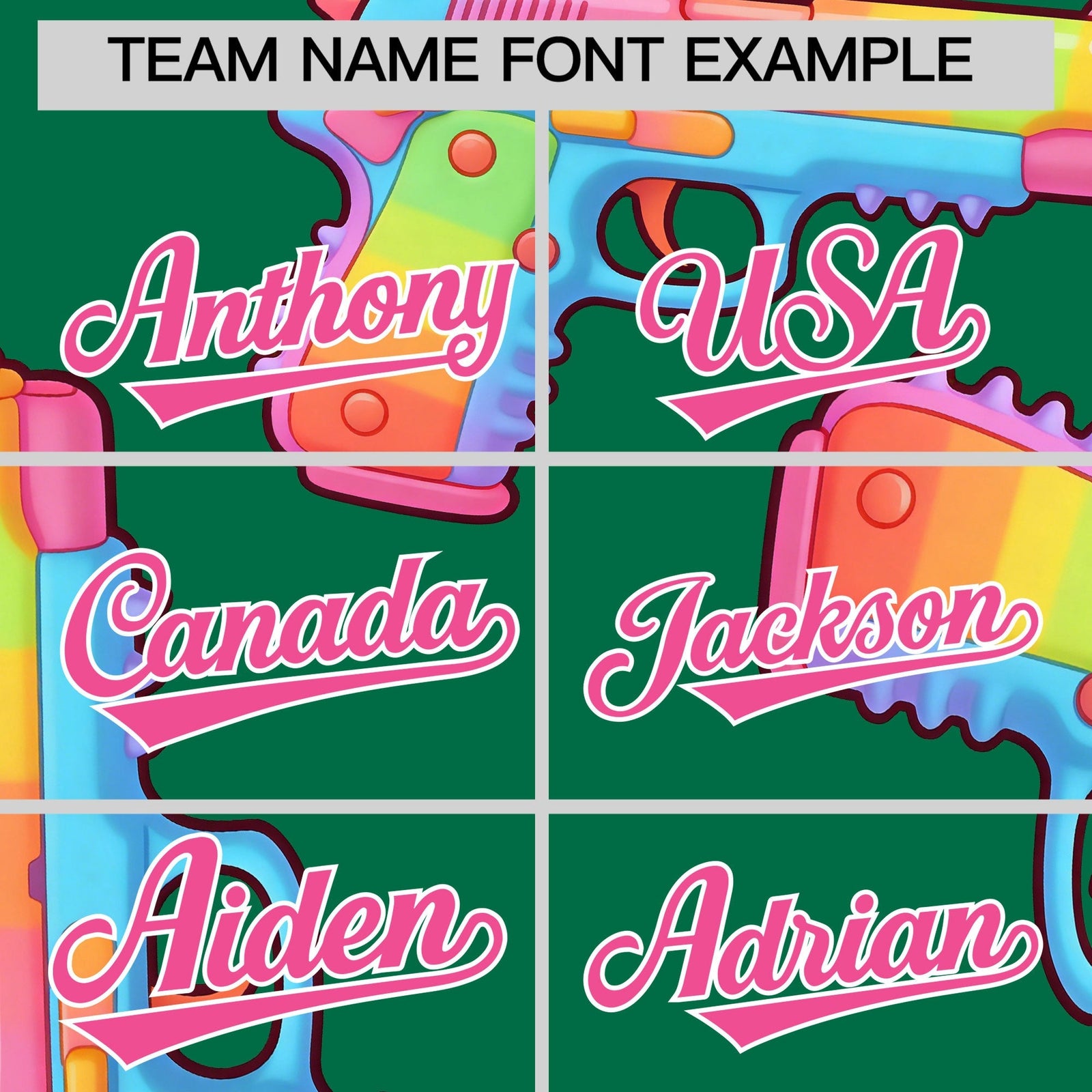 Custom Youth Baseball Jersey Kelly Green Pink Sugar-Coated Firepower Graffiti Pattern Hip-hop