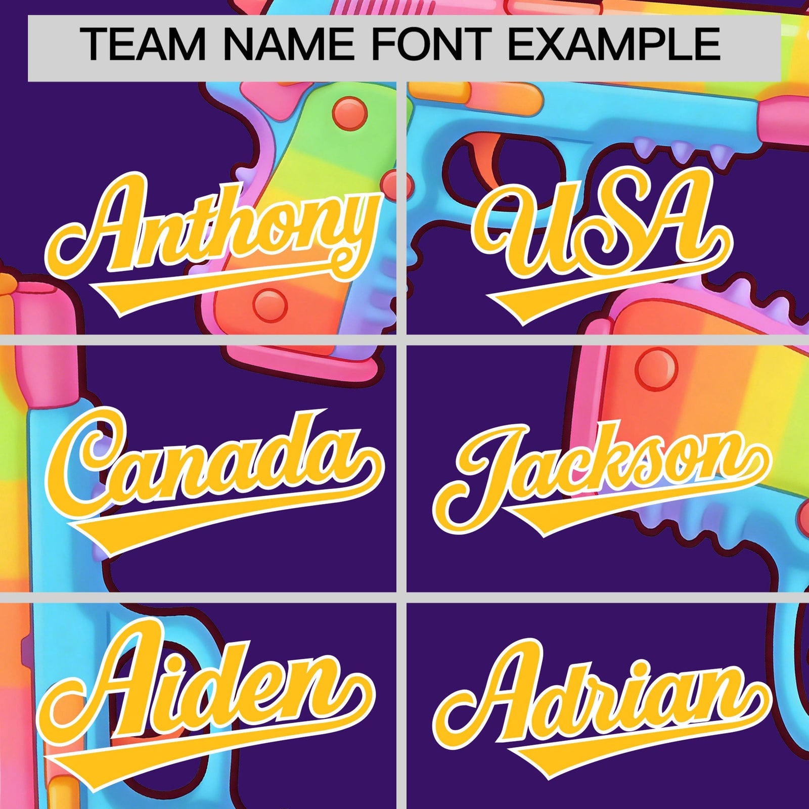 Custom Youth Baseball Jersey Purple Yellow Sugar-Coated Firepower Graffiti Pattern Street Style