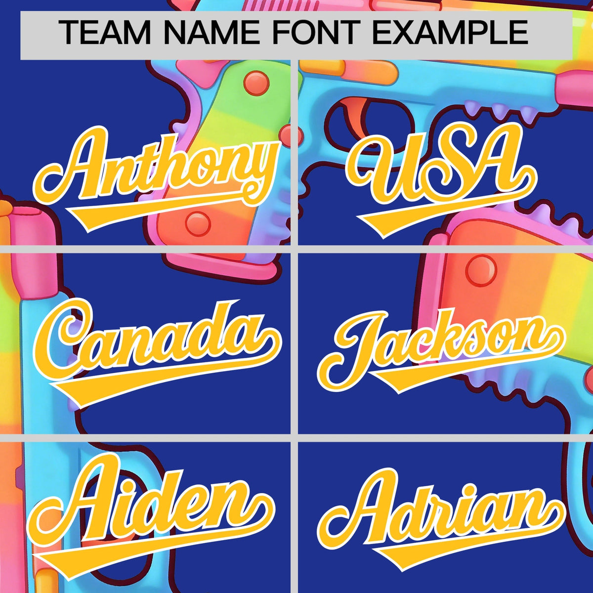 Custom Youth Baseball Jersey Royal Blue Yellow Sugar-Coated Firepower Graffiti Pattern Hip-hop