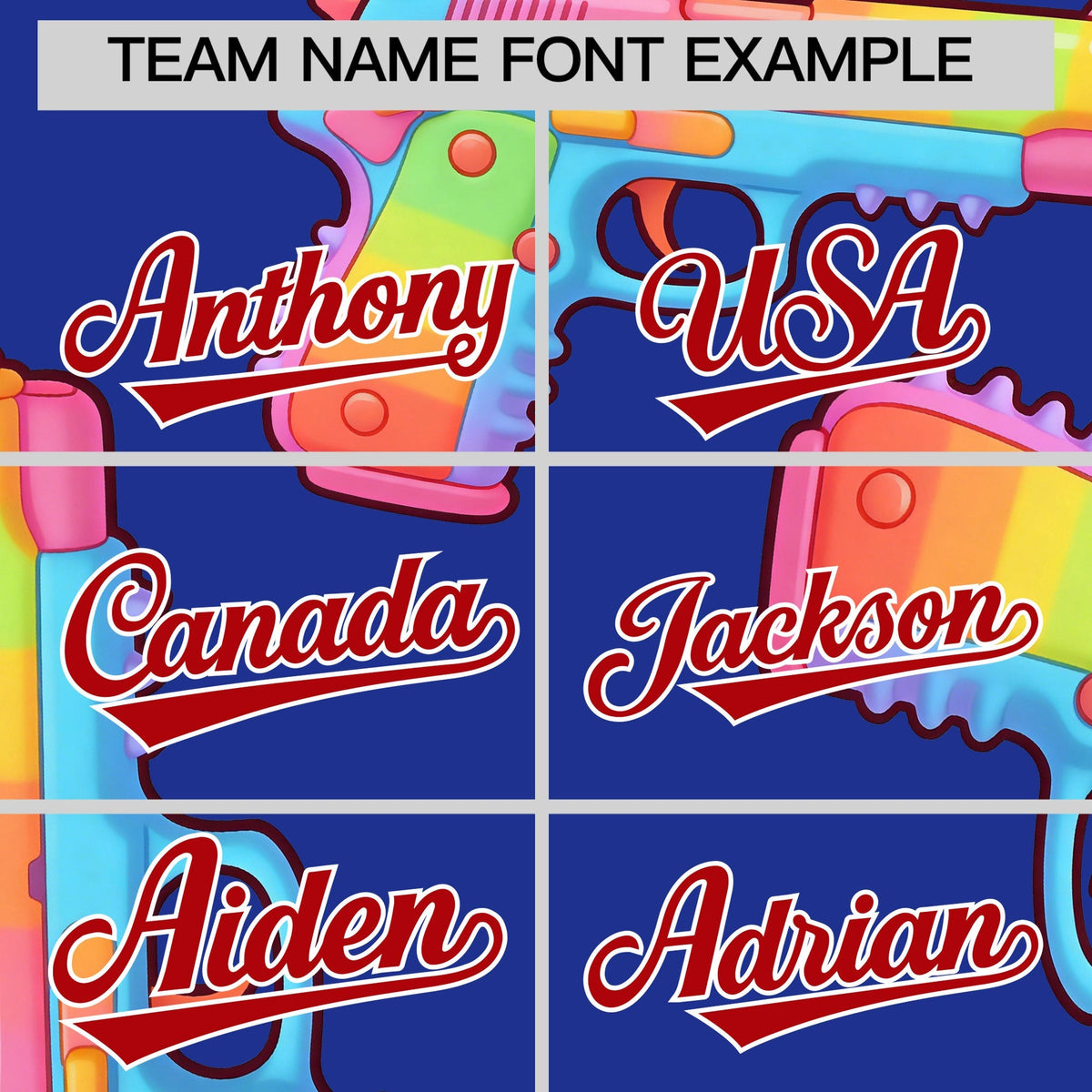 Custom Youth Baseball Jersey Royal Blue Red Sugar-Coated Firepower Graffiti Pattern Urban Fashion