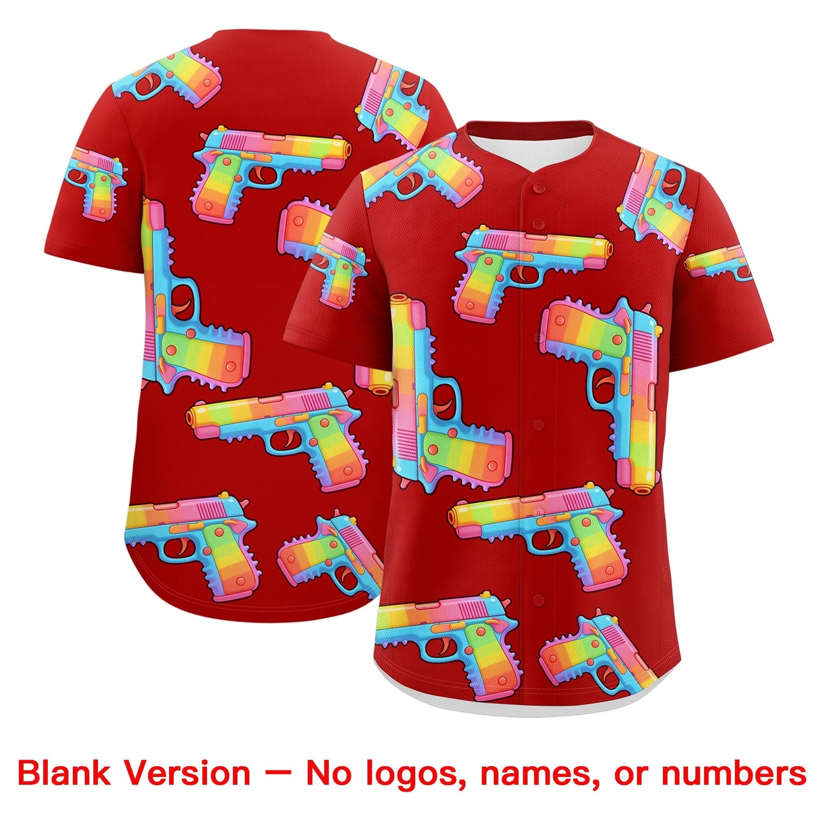 Custom Youth Baseball Jersey Red White Sugar-Coated Firepower Graffiti Pattern Urban Fashion