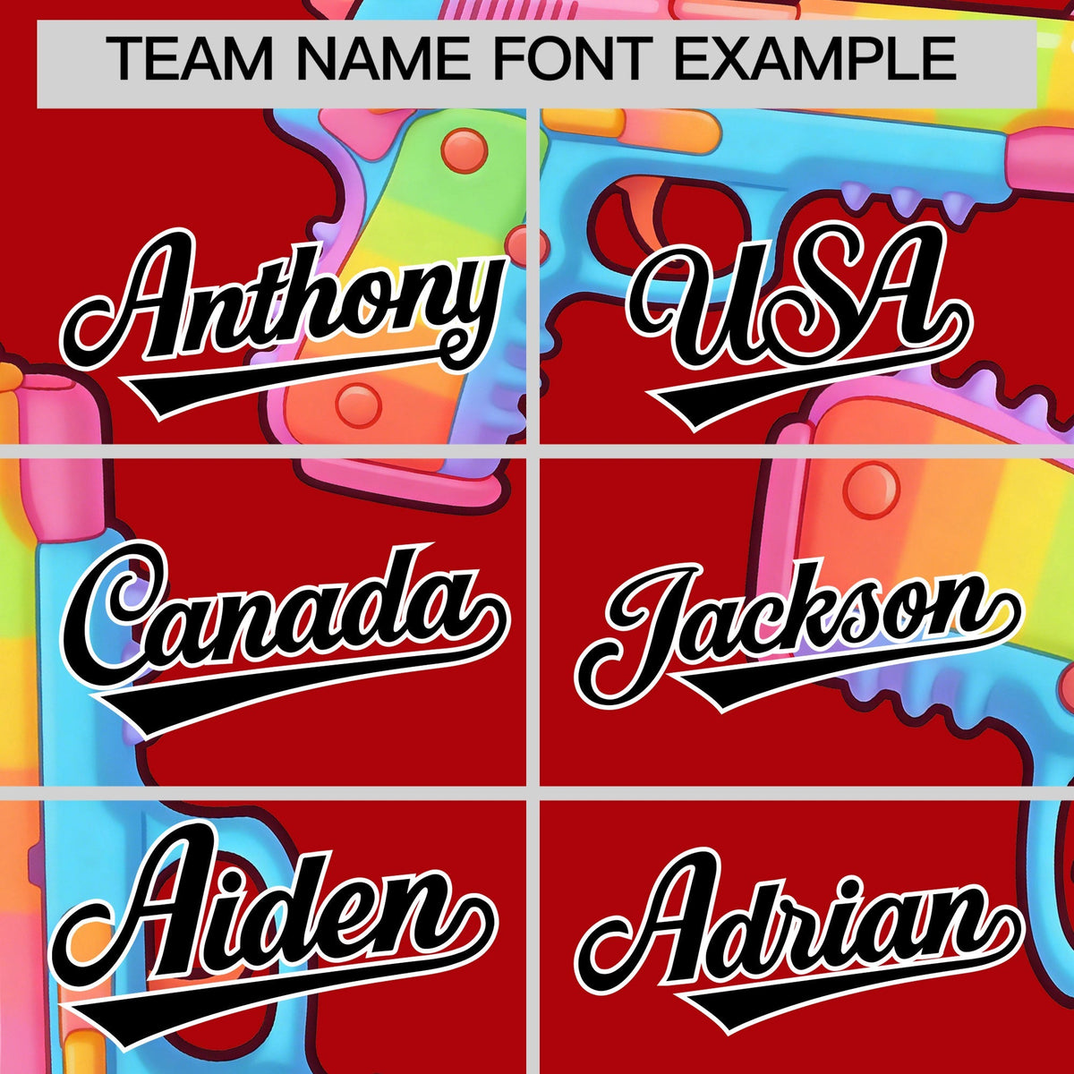 Custom Youth Baseball Jersey Red Black Sugar-Coated Firepower Graffiti Pattern Street Style