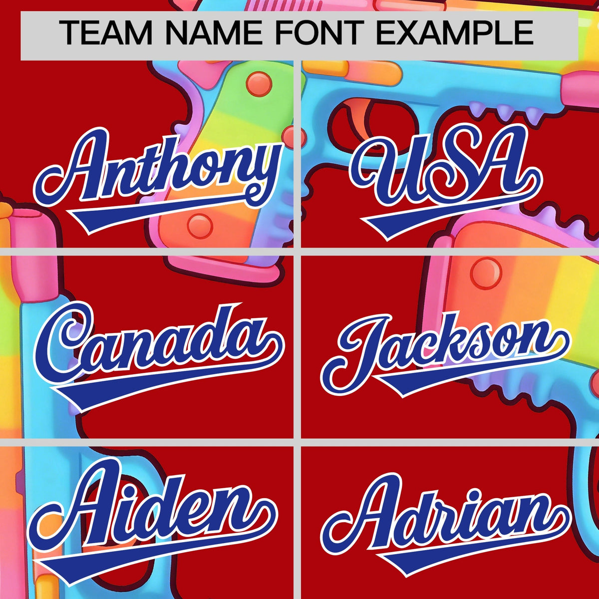 Custom Youth Baseball Jersey Red Royal Blue Sugar-Coated Firepower Graffiti Pattern Hip-hop
