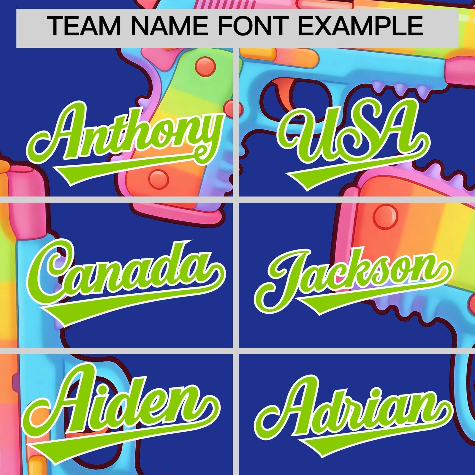 Custom Youth Baseball Jersey Royal Blue Neon Green Sugar-Coated Firepower Graffiti Pattern Hip-hop