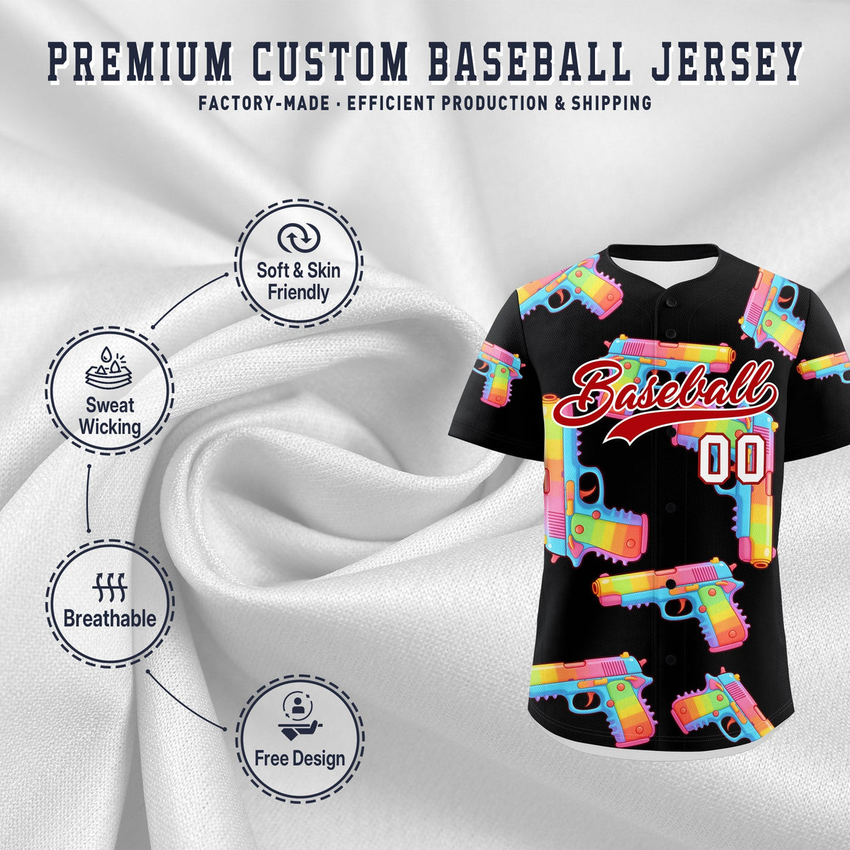 Custom Youth Baseball Jersey Black Red Sugar-Coated Firepower Graffiti Pattern Hip-hop