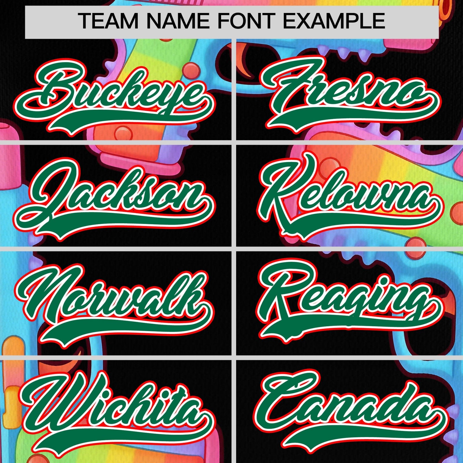 Custom Youth Baseball Jersey Black Kelly Green Sugar-Coated Firepower Graffiti Pattern Hip-hop
