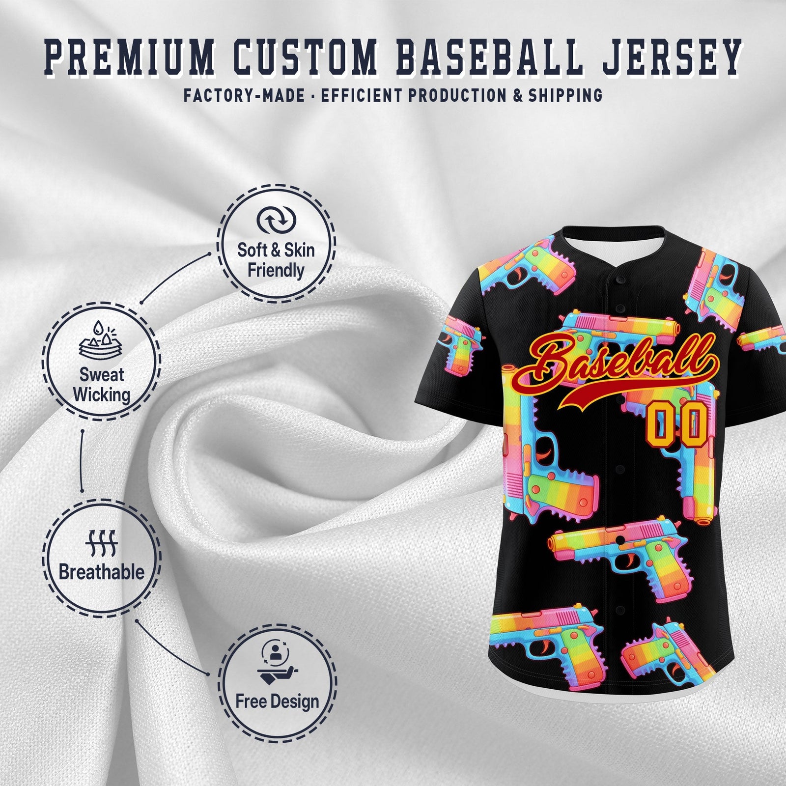 Custom Youth Baseball Jersey Black Red Sugar-Coated Firepower Graffiti Pattern Hip-hop