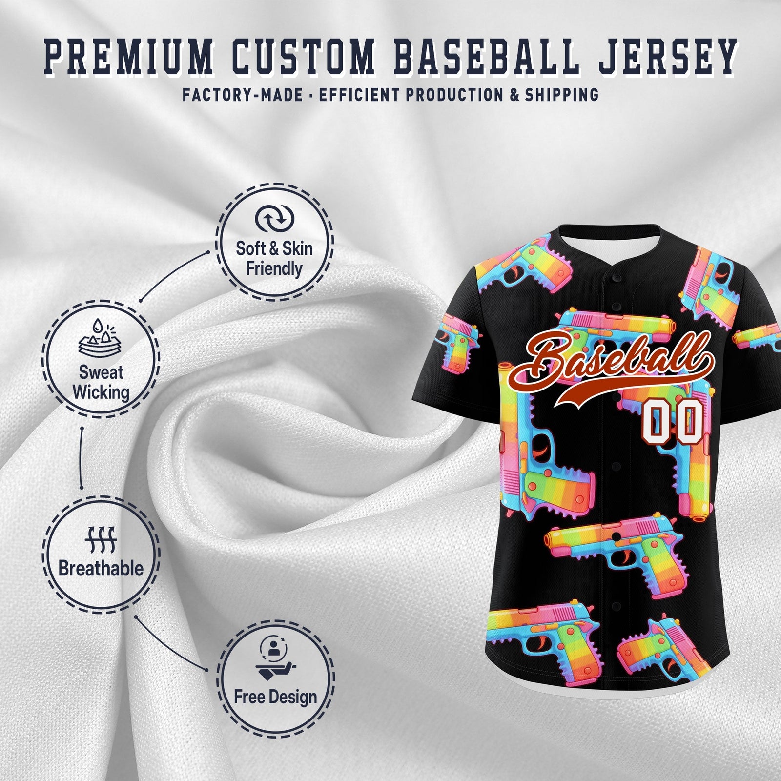 Custom Youth Baseball Jersey Black Dark Orange Sugar-Coated Firepower Graffiti Pattern Urban Fashion