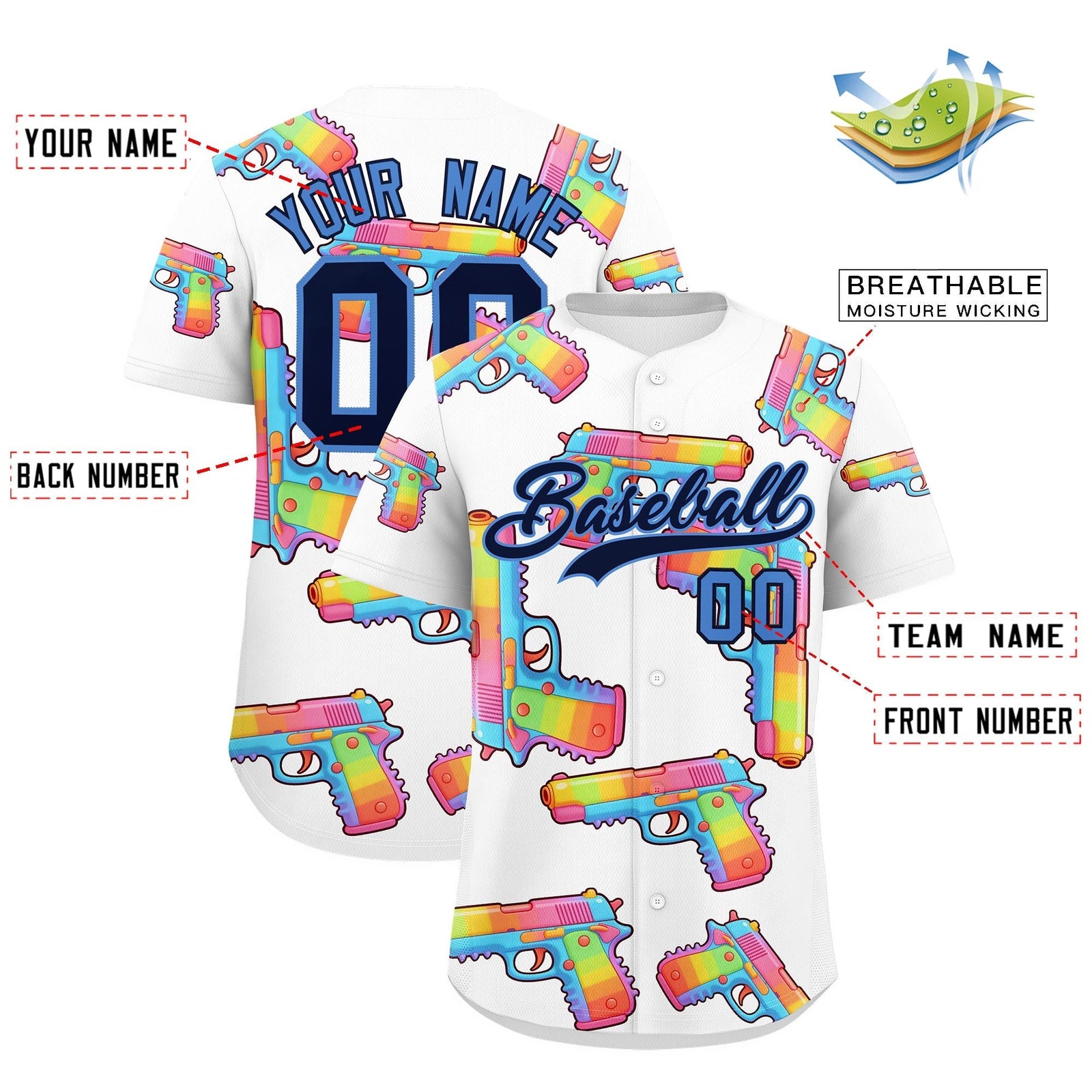 Custom Youth Baseball Jersey White Navy Sugar-Coated Firepower Graffiti Pattern Urban Fashion