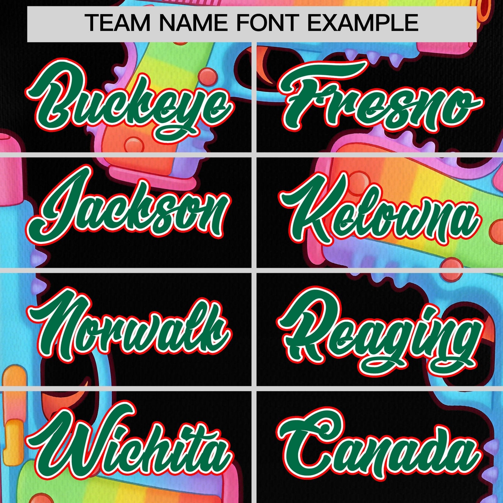 Custom Youth Baseball Jersey Black Kelly Green Sugar-Coated Firepower Graffiti Pattern Hip-hop