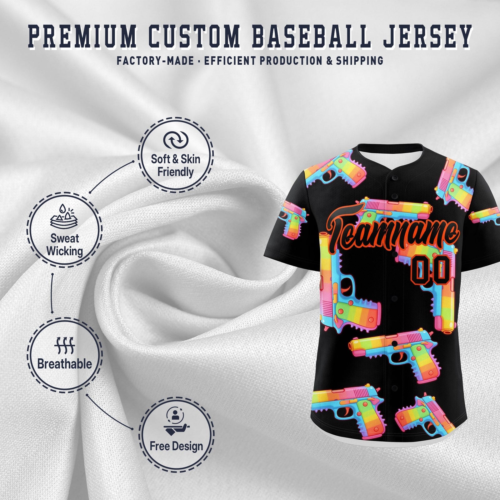 Custom Youth Baseball Jersey Black Orange Sugar-Coated Firepower Graffiti Pattern Street Style