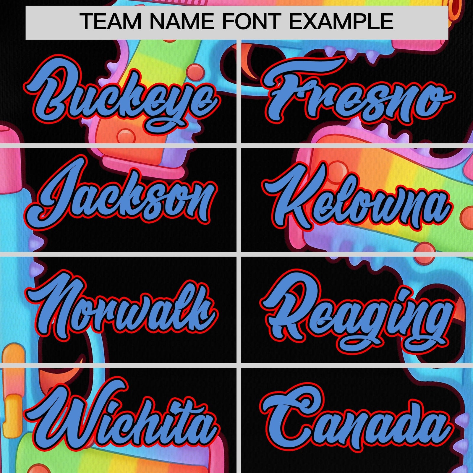 Custom Youth Baseball Jersey Black Powder Blue Sugar-Coated Firepower Graffiti Pattern Hip-hop