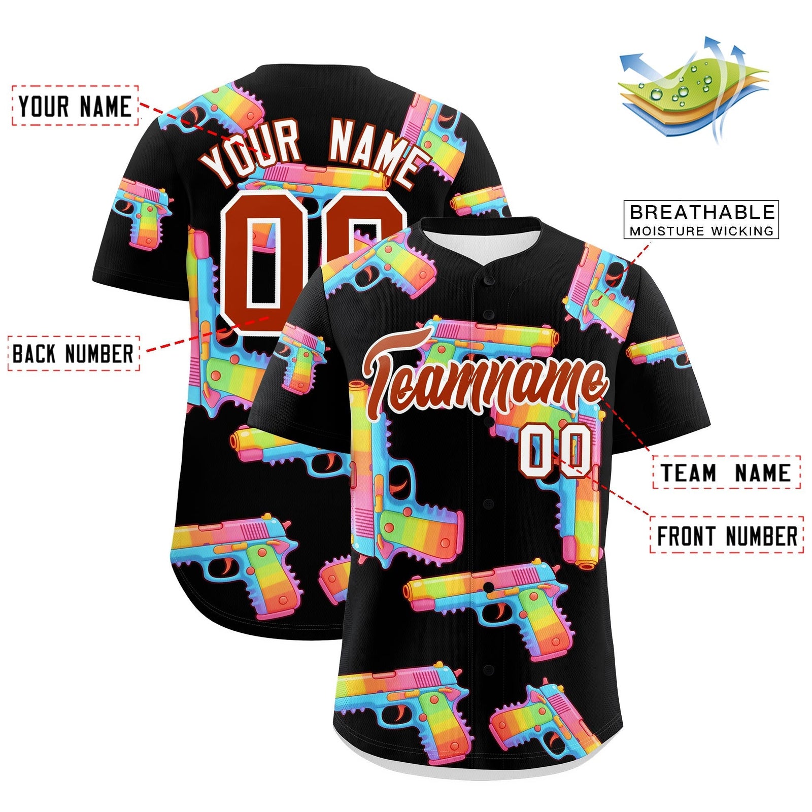 Custom Youth Baseball Jersey Black Dark Orange Sugar-Coated Firepower Graffiti Pattern Urban Fashion