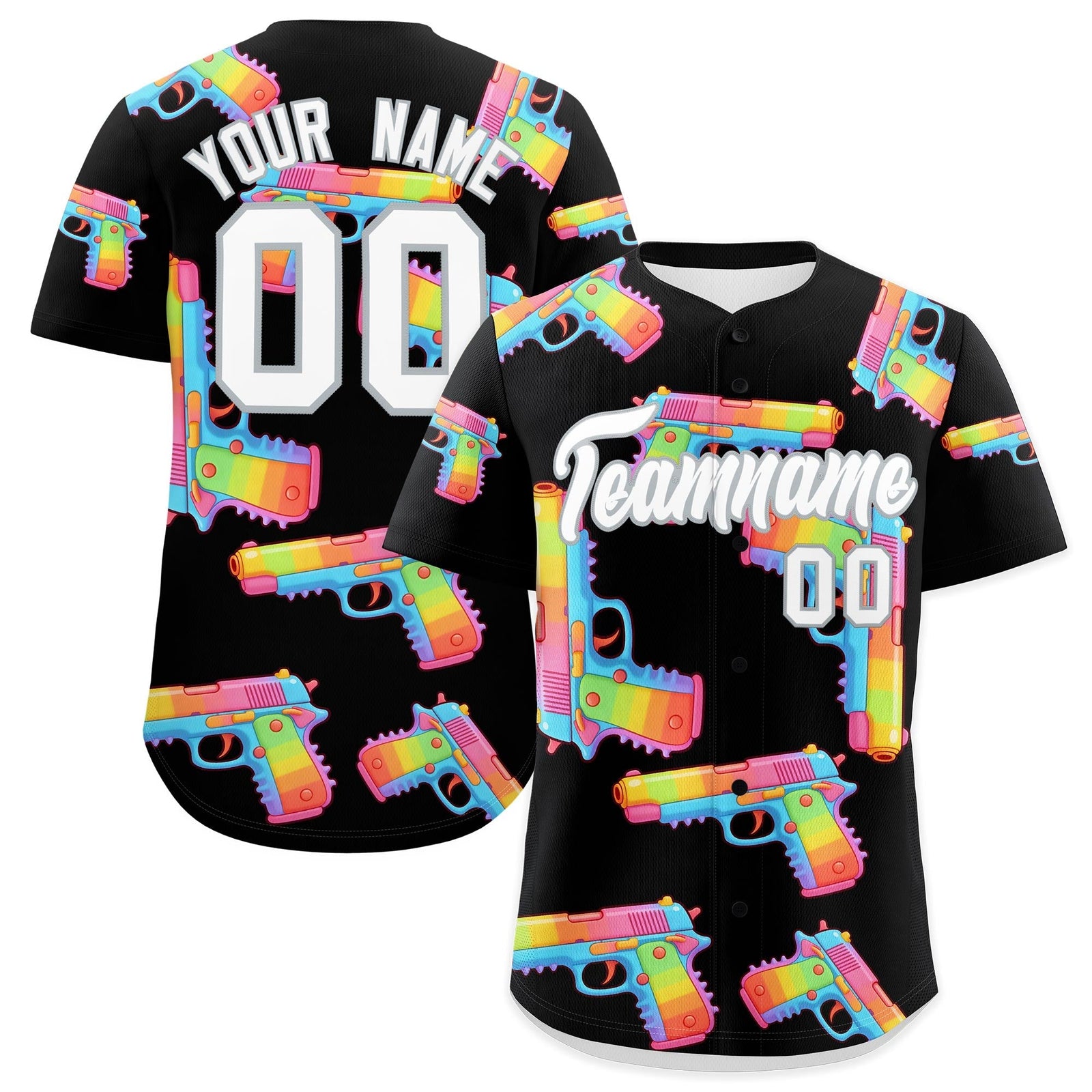 Custom Youth Baseball Jersey Black White Sugar-Coated Firepower Graffiti Pattern Hip-hop