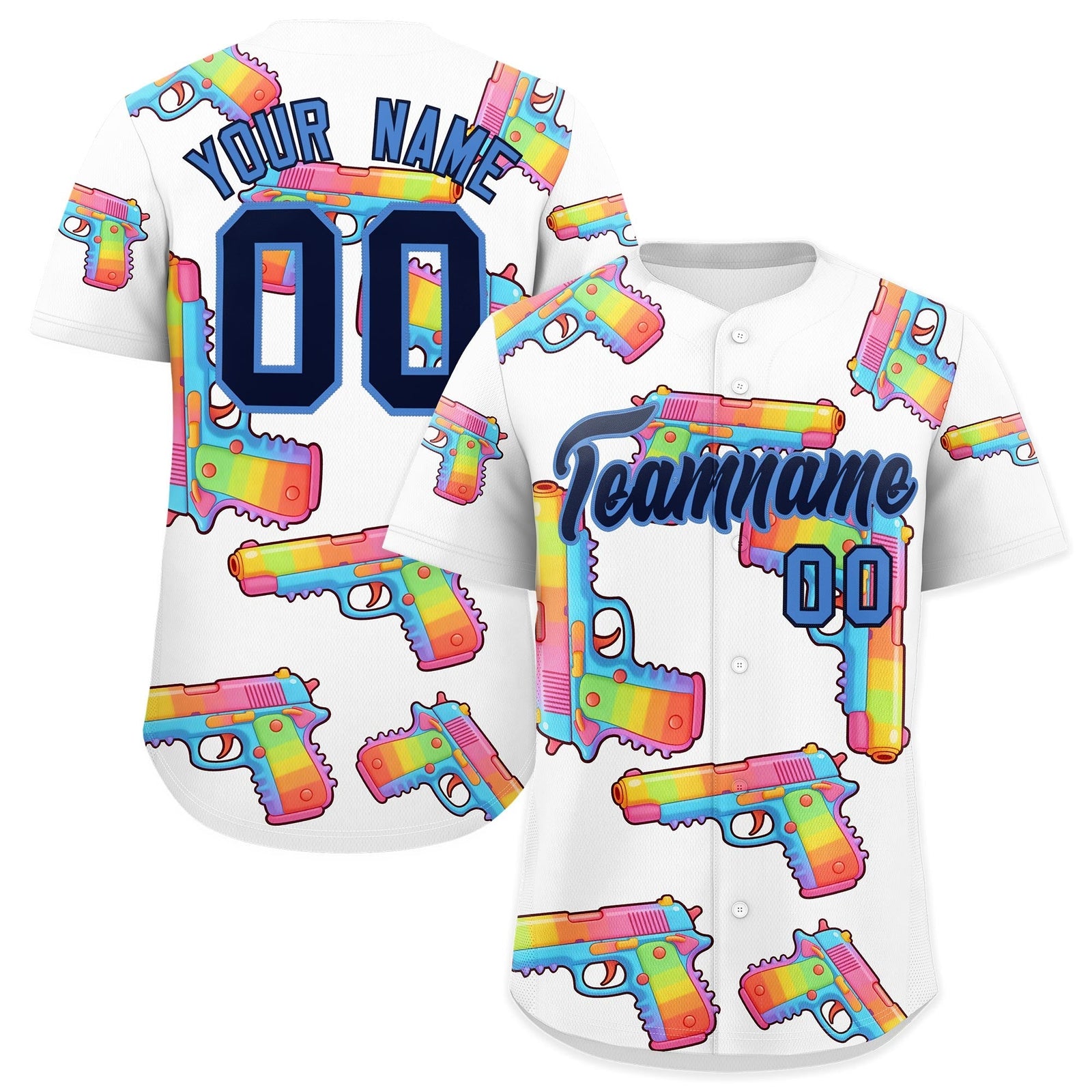 Custom Youth Baseball Jersey White Navy Sugar-Coated Firepower Graffiti Pattern Urban Fashion