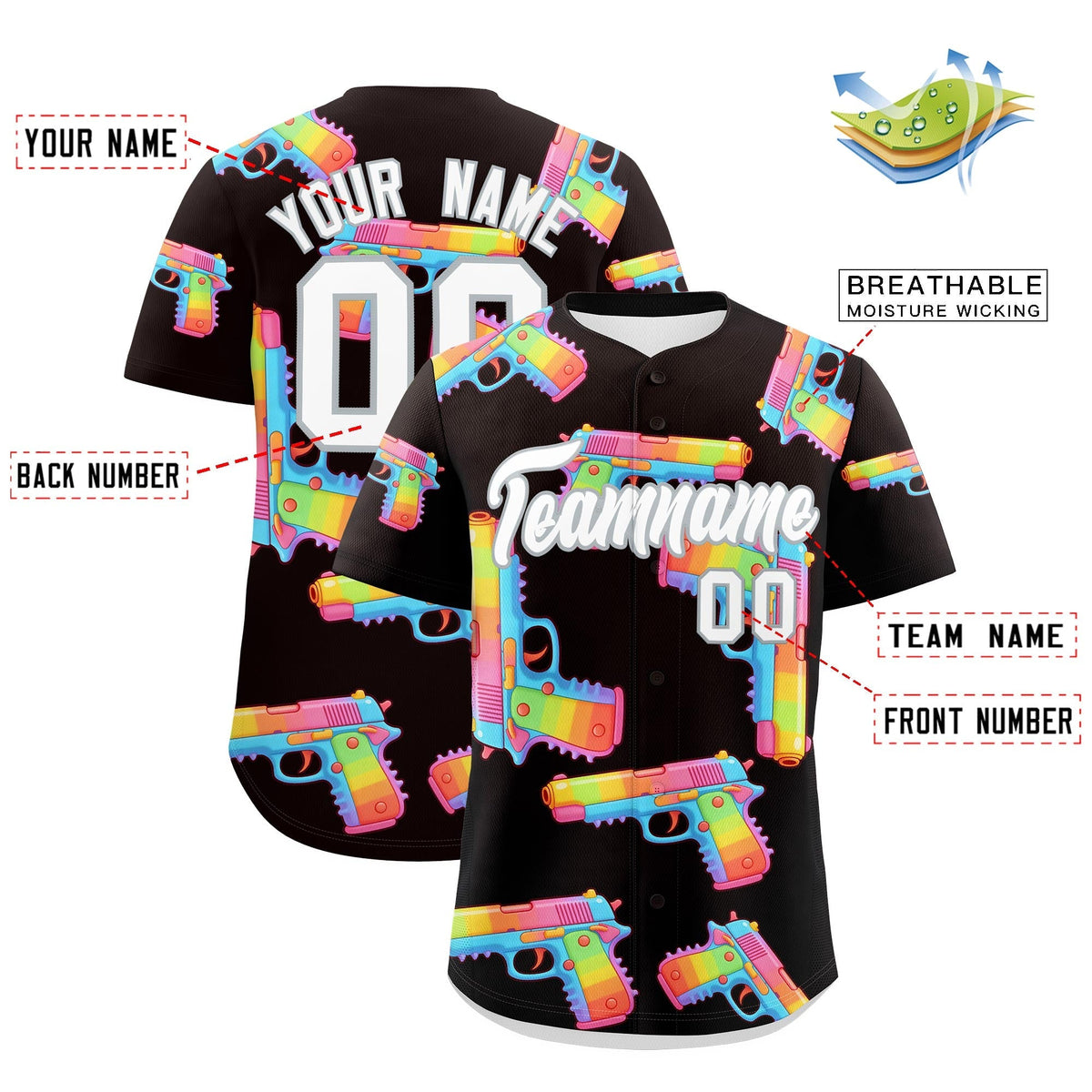 Custom Youth Baseball Jersey Brown White Sugar-Coated Firepower Graffiti Pattern Urban Fashion