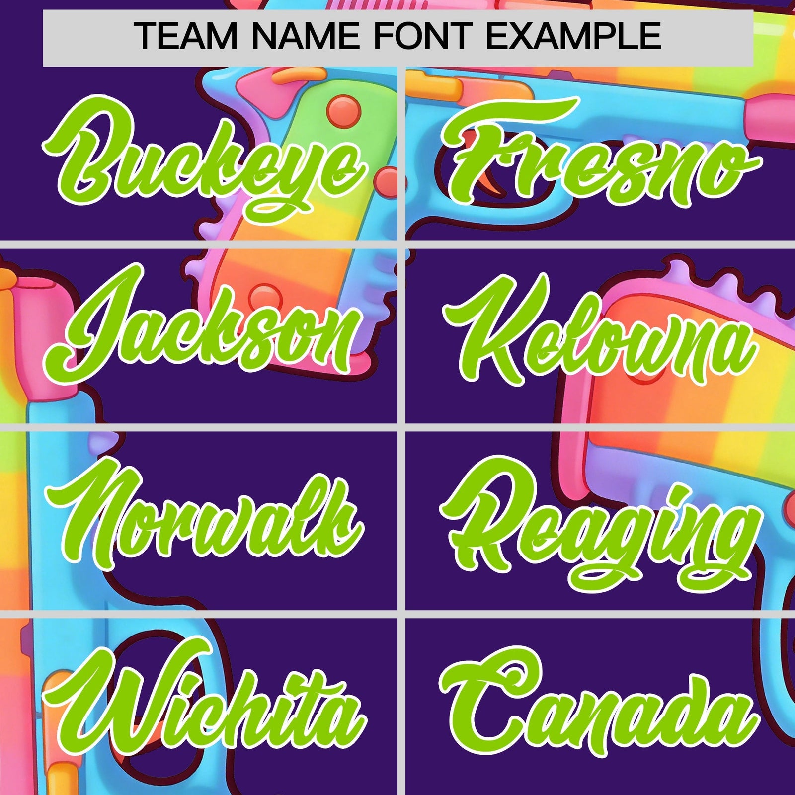 Custom Youth Baseball Jersey Purple Neon Green Sugar-Coated Firepower Graffiti Pattern Urban Fashion