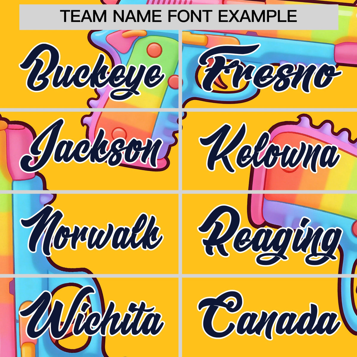 Custom Youth Baseball Jersey Yellow Navy Sugar-Coated Firepower Graffiti Pattern Street Style