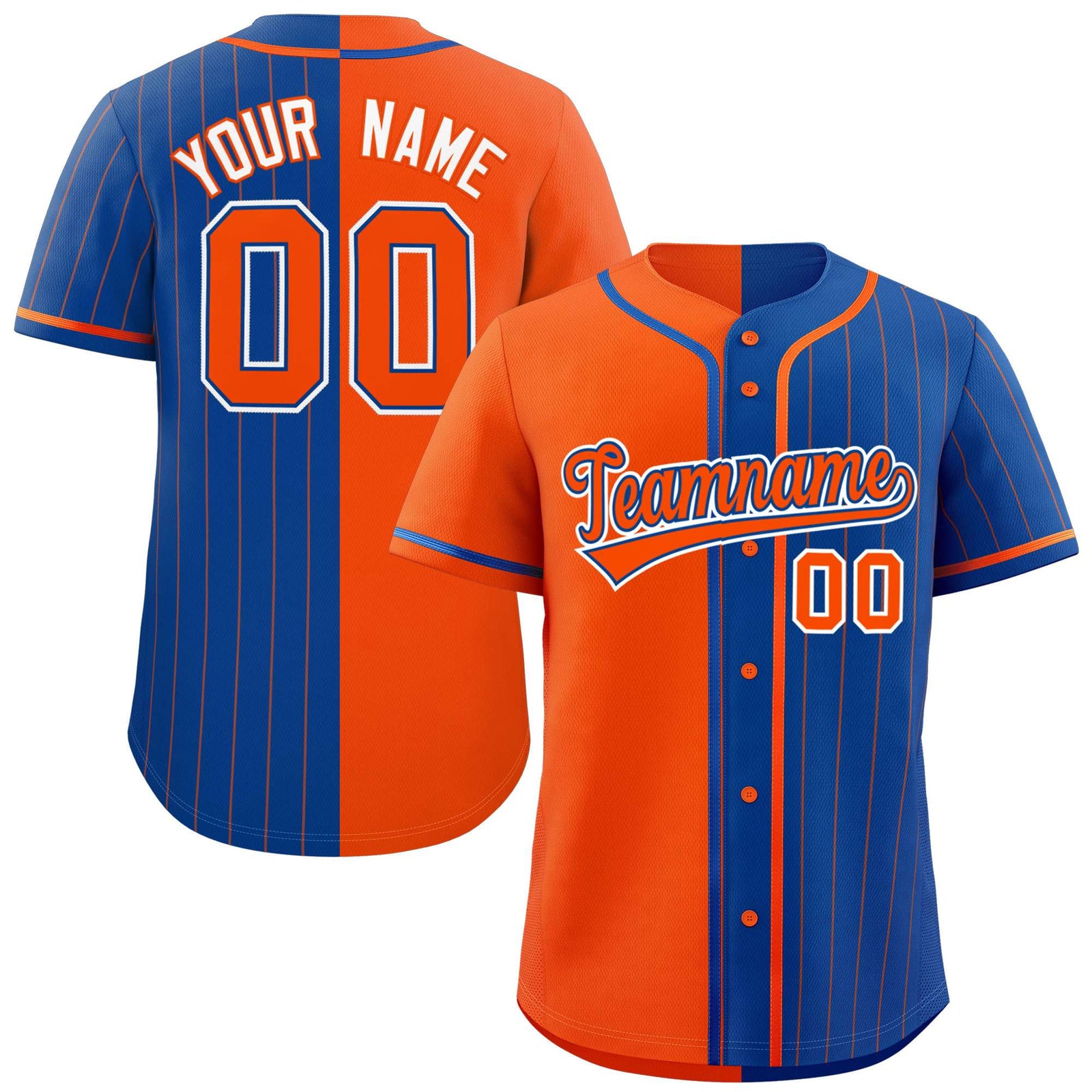 Custom Orange Royal Stripe-Solid Combo Fashion Authentic Baseball Jersey