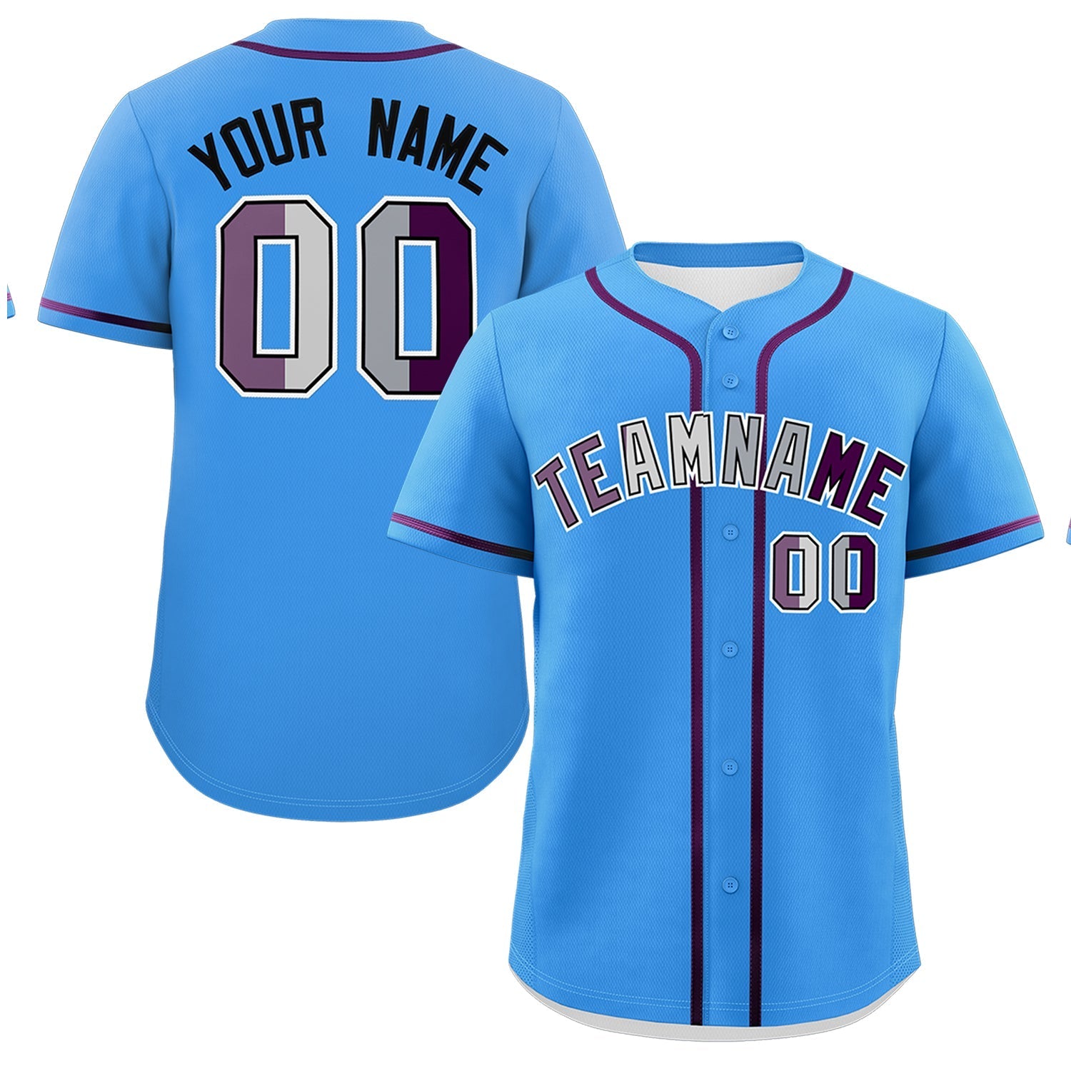 Custom Powder Blue Purple Genderless For Pride Month Classic Style Baseball Jersey| KXKSHOP