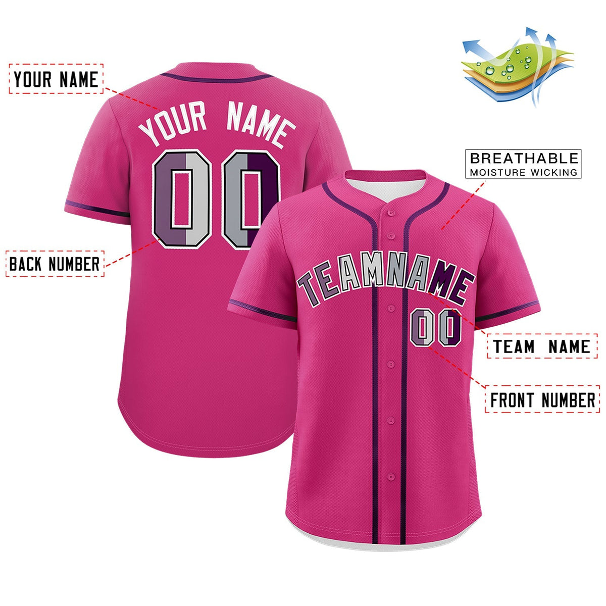 Custom Rose Red Purple Genderless For Pride Month Classic Style Baseball Jersey| KXKSHOP