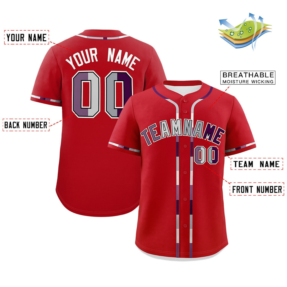 Custom Red Genderless For Pride Month Classic Style Baseball Jersey| KXKSHOP
