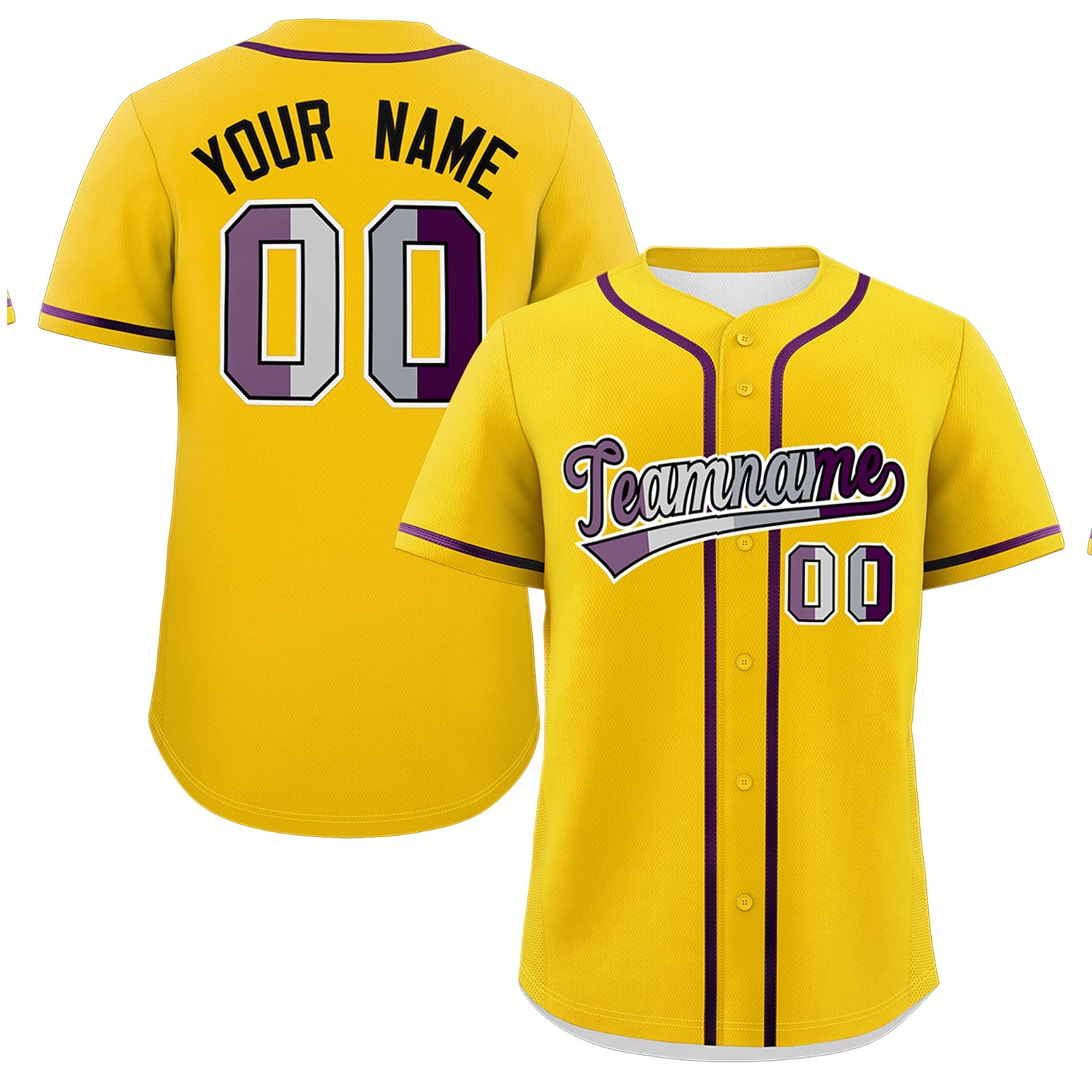 Custom Gold Purple Genderless For Pride Month Classic Style Baseball Jersey| KXKSHOP