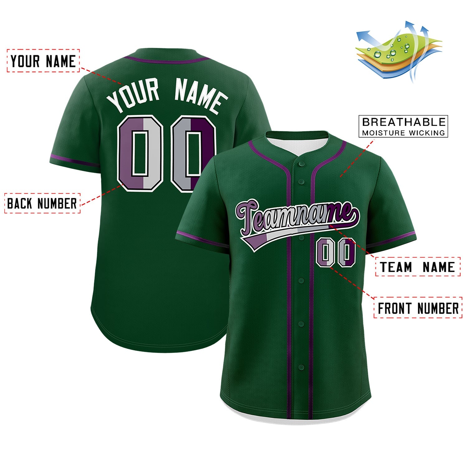 Custom Green Purple White Genderless For Pride Month Classic Style Baseball Jersey| KXKSHOP