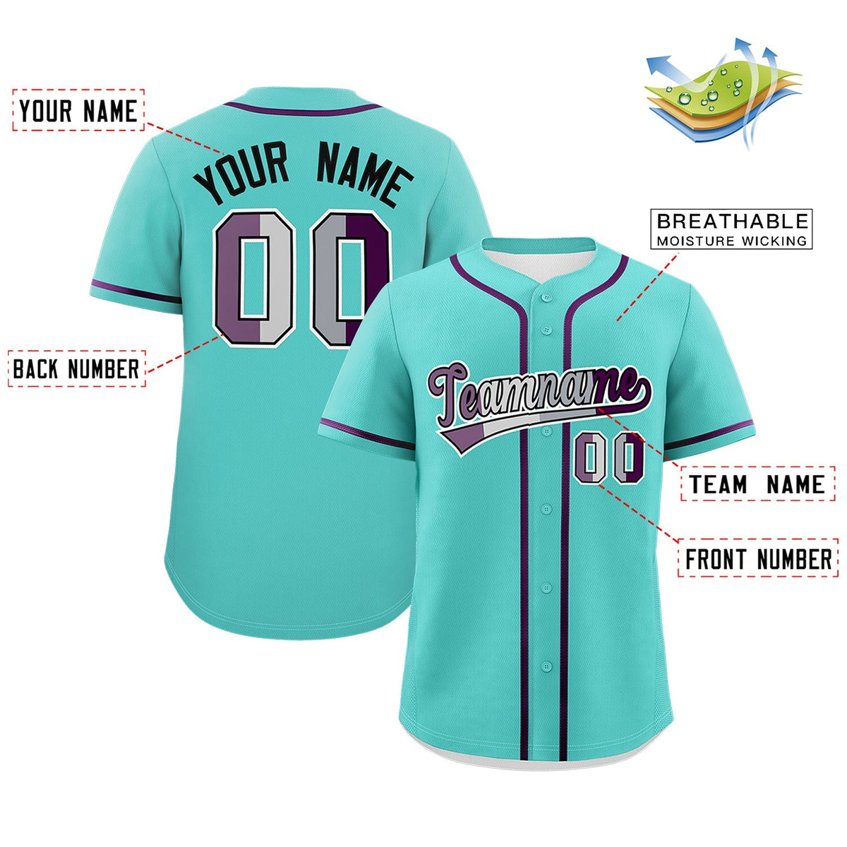 Custom Bright Green Purple Genderless For Pride Month Classic Style Baseball Jersey| KXKSHOP