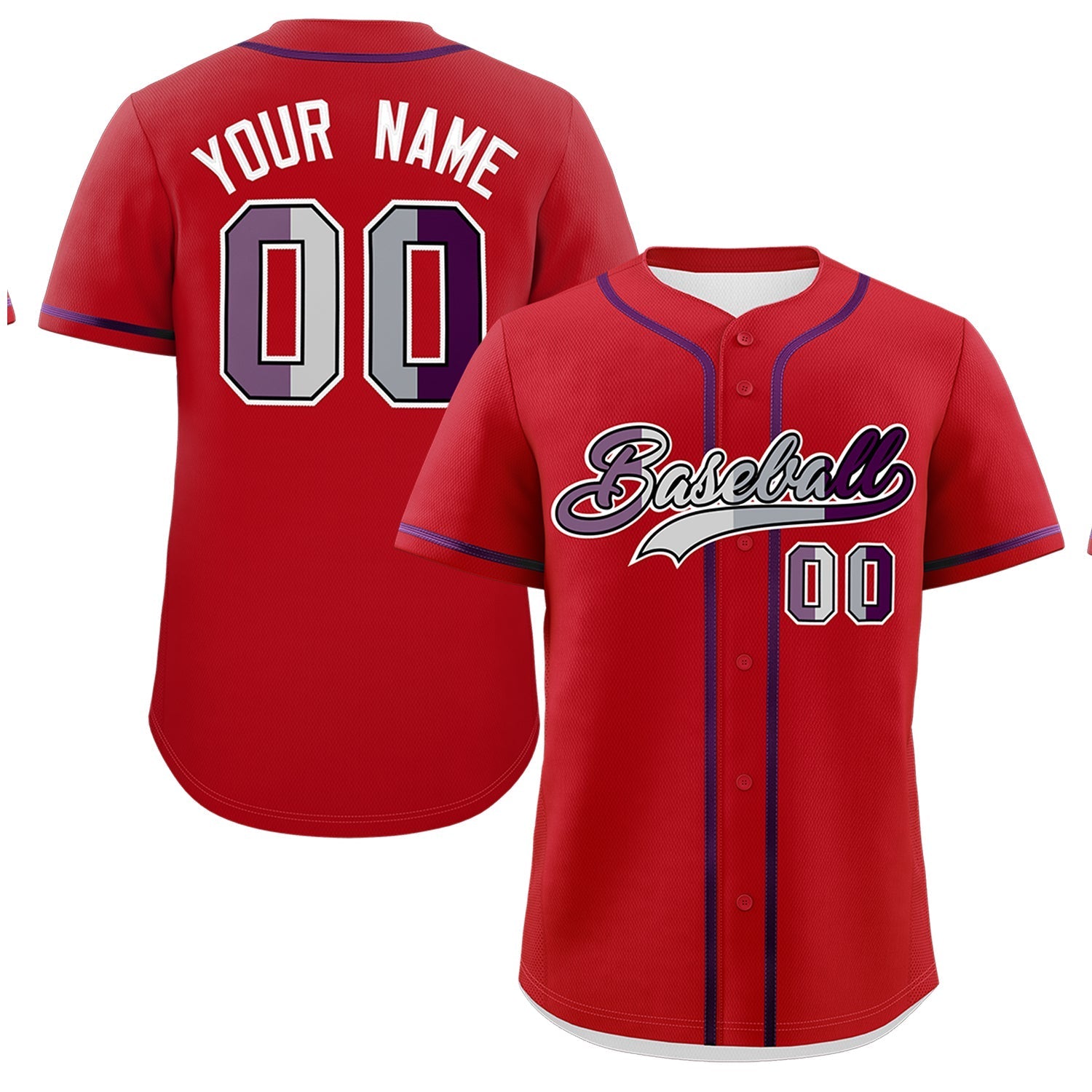 Custom Red Purple Genderless For Pride Month Classic Style Baseball Jersey| KXKSHOP