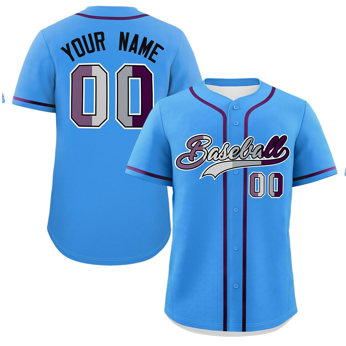 Custom Powder Blue Purple Genderless For Pride Month Classic Style Baseball Jersey| KXKSHOP