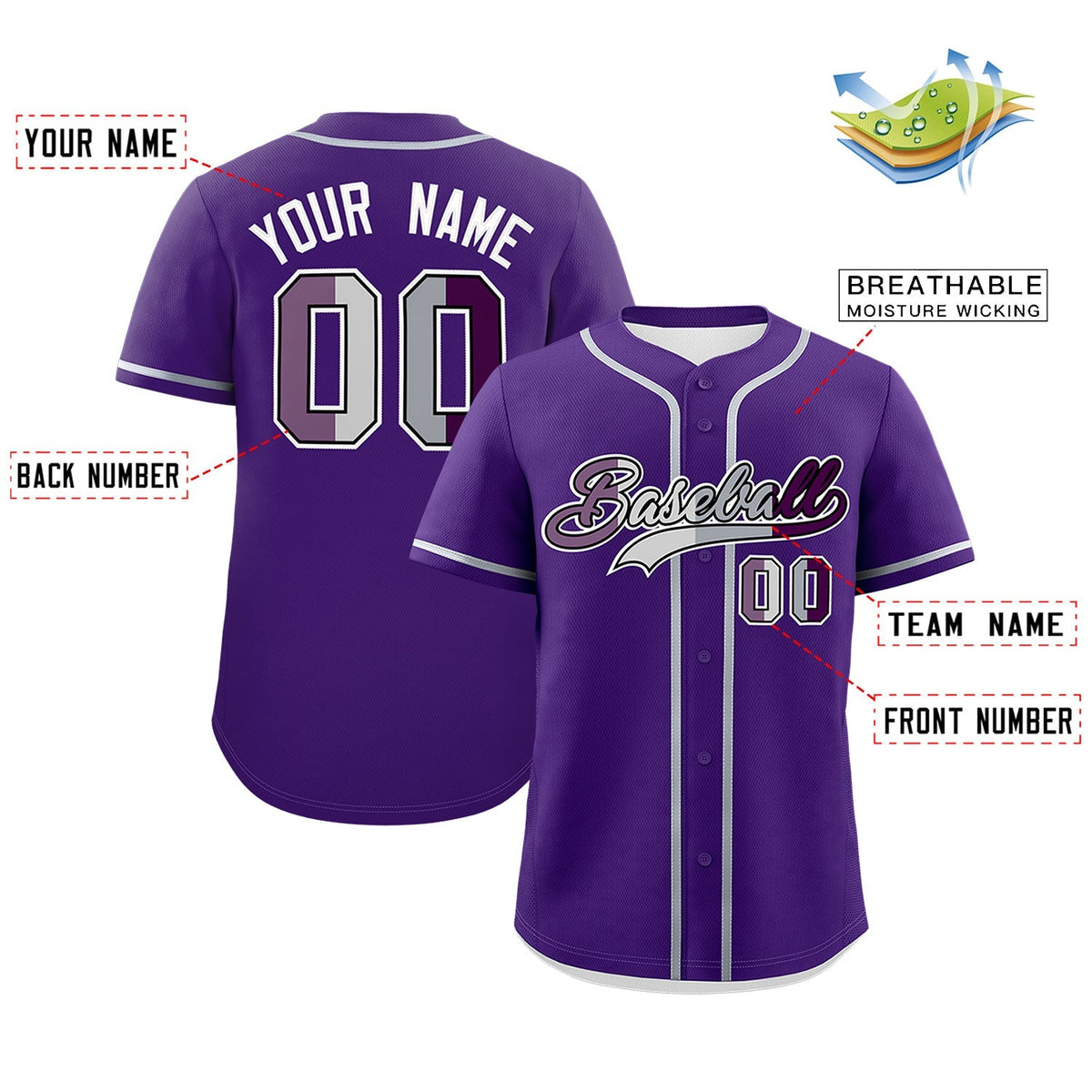 Custom Purple Gray White Genderless For Pride Month Classic Style Baseball Jersey| KXKSHOP