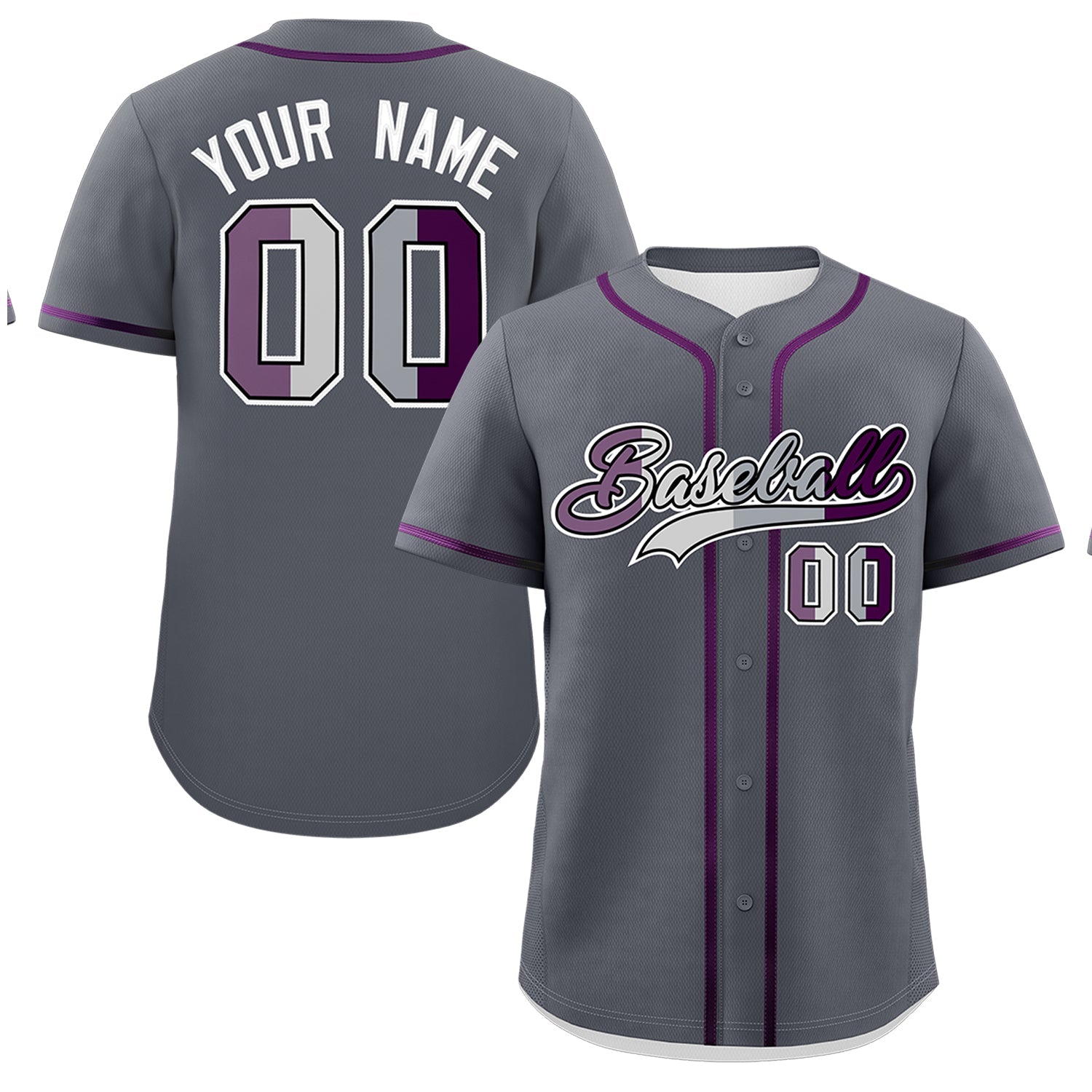 Custom Dark Gray Purple Genderless For Pride Month Classic Style Baseball Jersey| KXKSHOP