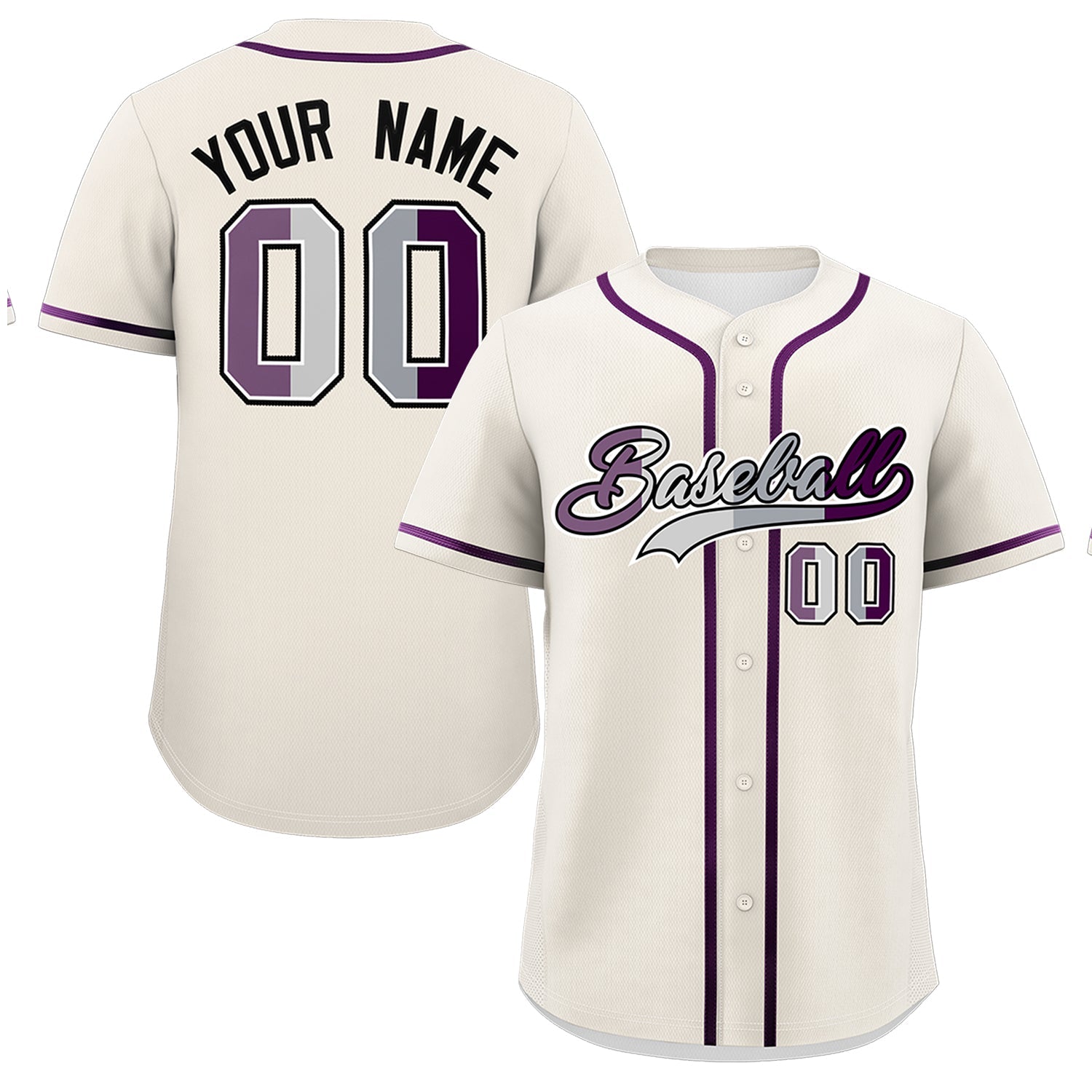 Custom Cream Purple Genderless For Pride Month Classic Style Baseball Jersey| KXKSHOP