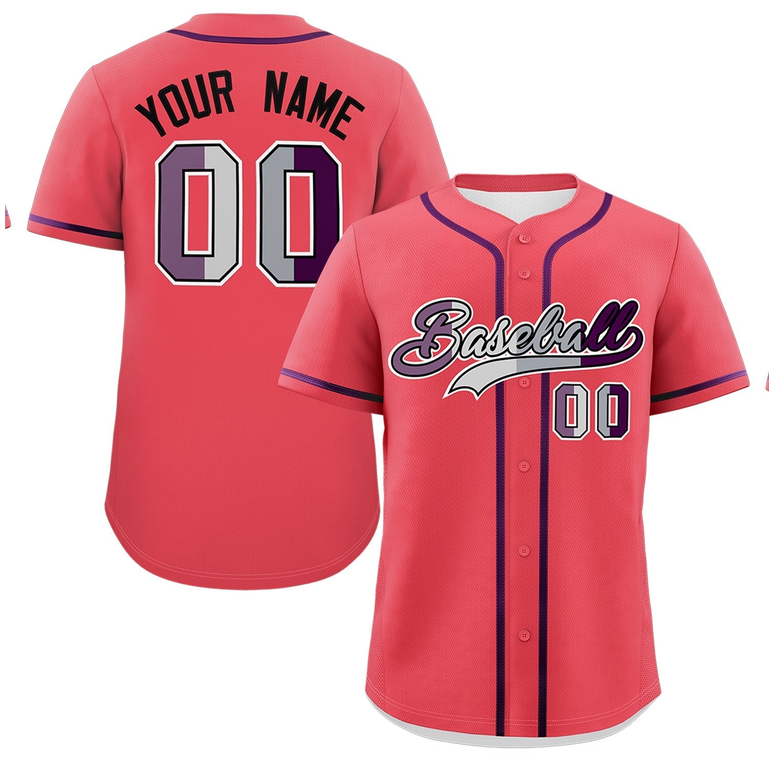 Custom Light Red Purple Genderless For Pride Month Classic Style Baseball Jersey| KXKSHOP