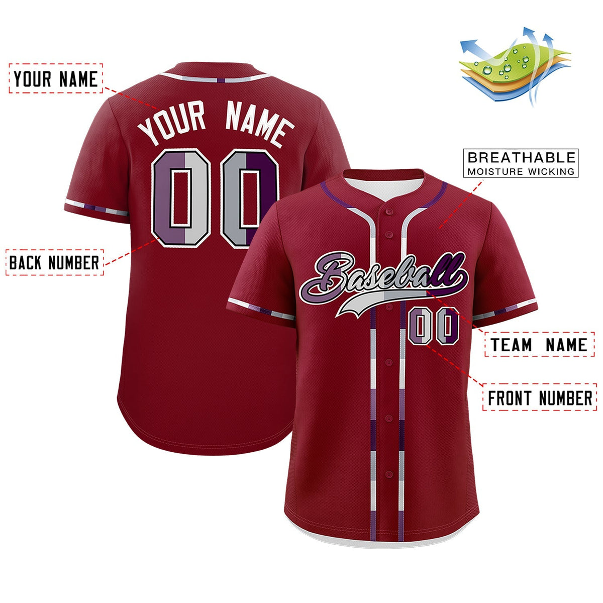 Custom Crimson Genderless For Pride Month Classic Style Baseball Jersey| KXKSHOP
