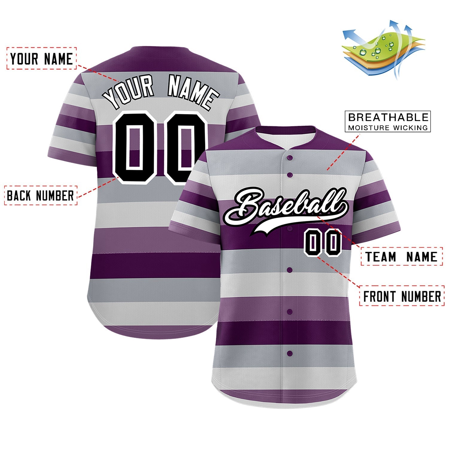 Custom Purple Gray Genderless For Pride Month Classic Style Baseball Jersey| KXKSHOP