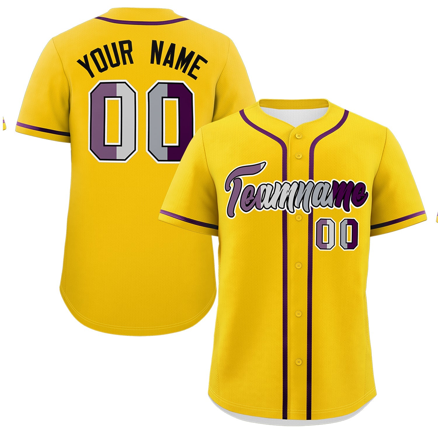 Custom Gold Purple Genderless For Pride Month Classic Style Baseball Jersey| KXKSHOP