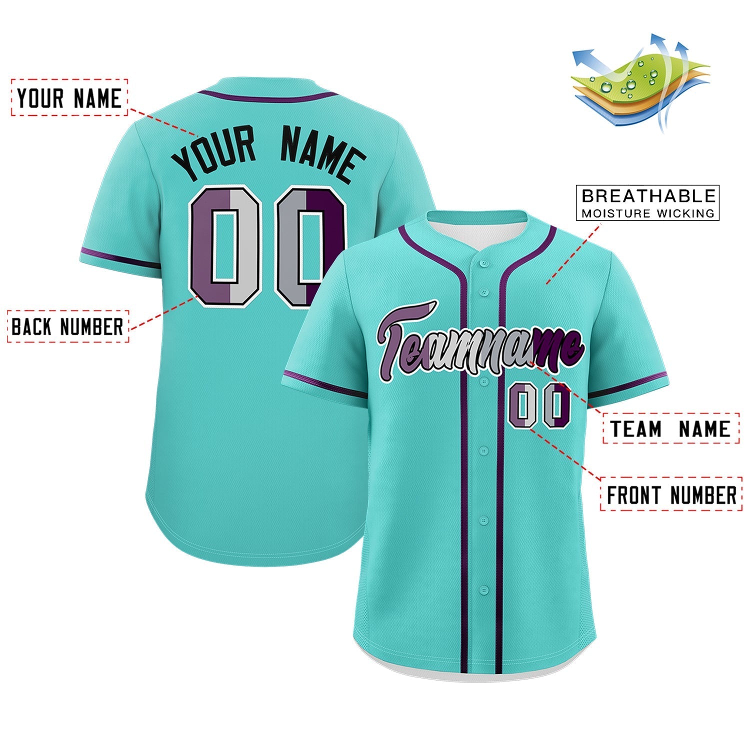 Custom Bright Green Purple Genderless For Pride Month Classic Style Baseball Jersey| KXKSHOP