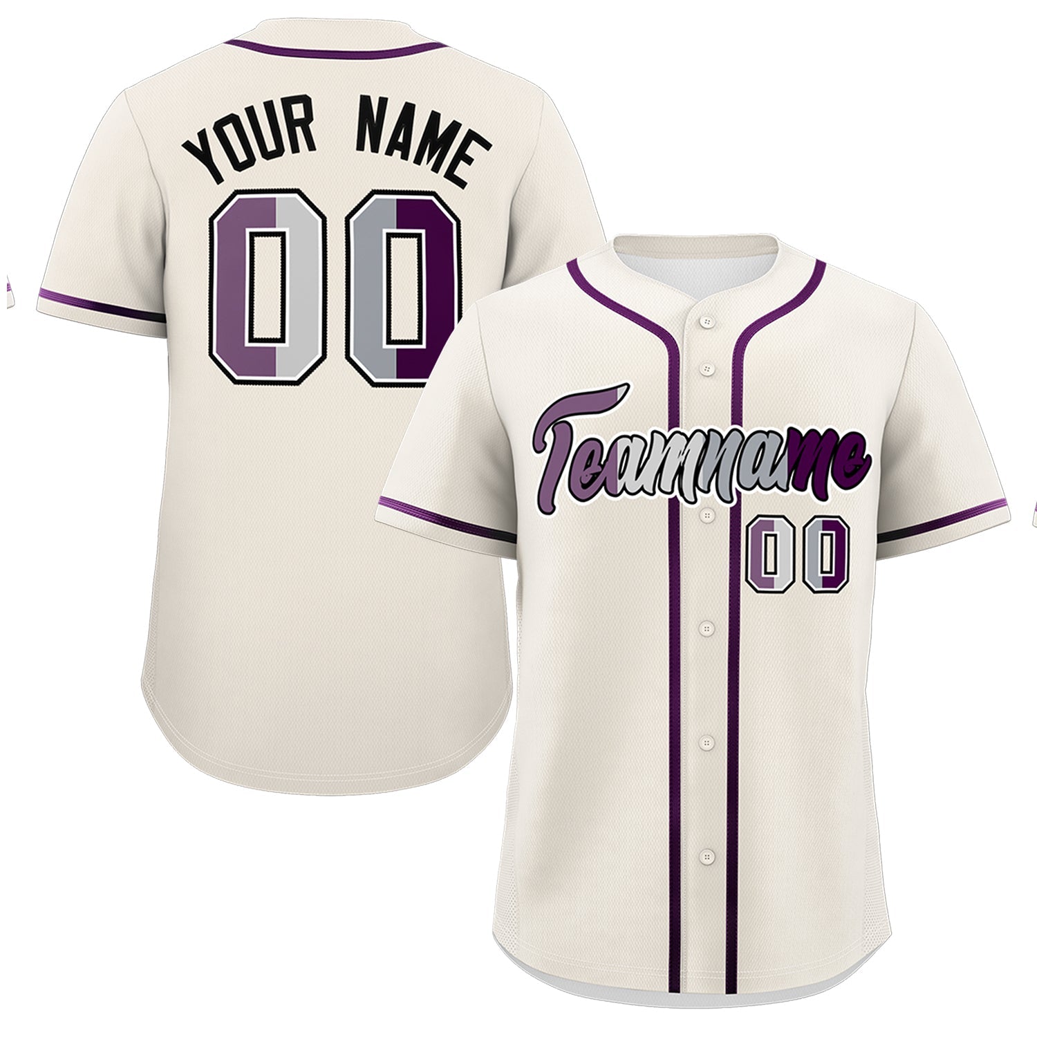 Custom Cream Purple Genderless For Pride Month Classic Style Baseball Jersey| KXKSHOP