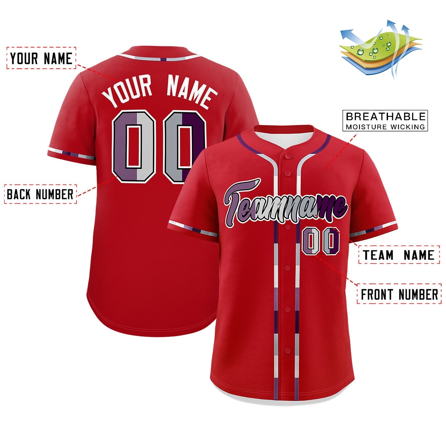 Custom Red Genderless For Pride Month Classic Style Baseball Jersey| KXKSHOP