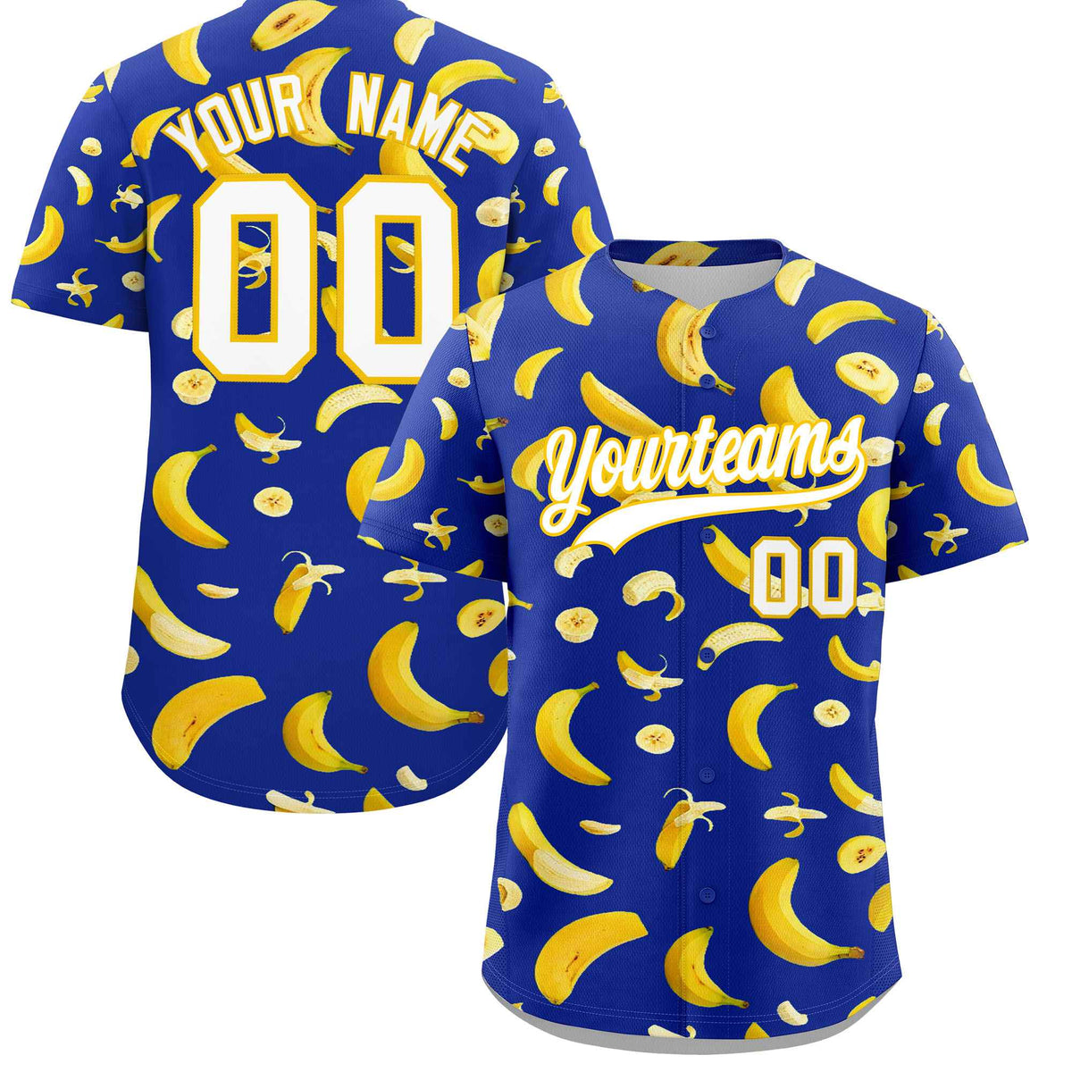 Custom Royal Blue Banana Graffiti Pattern Fashion Authentic Baseball Jersey | Graffiti Pattern | Embroidery&Dye-sublimation printing | KXKSHOP