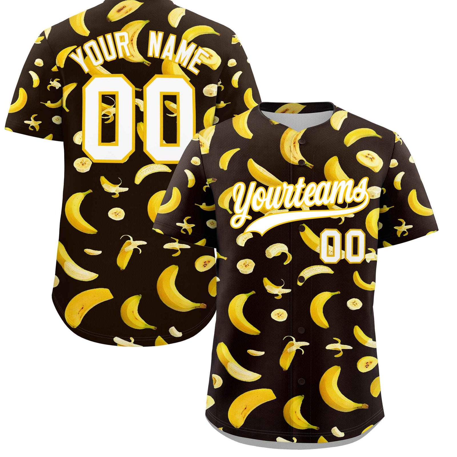 Custom Brown Banana Graffiti Pattern Fashion Authentic Baseball Jersey | Graffiti Pattern | Embroidery&Dye-sublimation printing | KXKSHOP