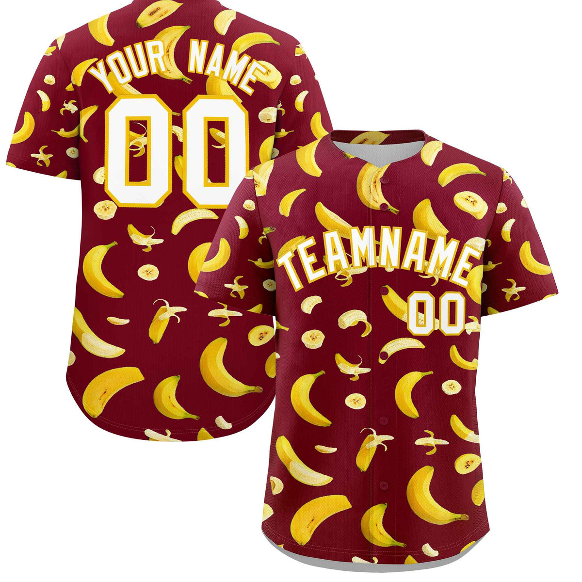 Custom Crimson Banana Graffiti Pattern Fashion Authentic Baseball Jersey | Graffiti Pattern | Embroidery&Dye-sublimation printing | KXKSHOP